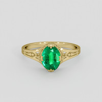 1.24 Ct. Emerald Ring, 18K Yellow Gold 1