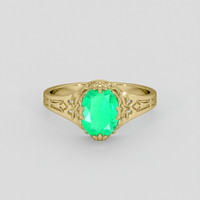 0.94 Ct. Emerald Ring, 18K Yellow Gold 1