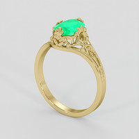 0.94 Ct. Emerald Ring, 18K Yellow Gold 2