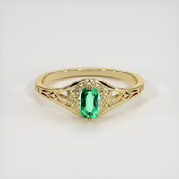 0.43 Ct. Emerald Ring, 18K Yellow Gold 1