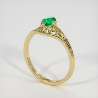 0.43 Ct. Emerald Ring, 18K Yellow Gold 2