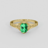 0.59 Ct. Emerald Ring, 18K Yellow Gold 1