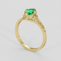 0.59 Ct. Emerald Ring, 18K Yellow Gold 2