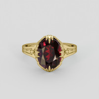 3.18 Ct. Red Garnet Ring, 18K Yellow Gold 1