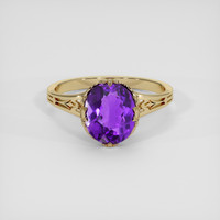 3.20 Ct. Purple Amethyst Ring, 18K Yellow Gold 1