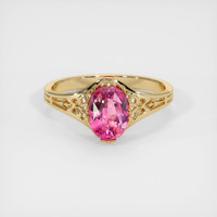 0.80 Ct. Reddish Pink Sapphire Ring, 18K Yellow Gold 1