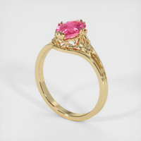0.80 Ct. Reddish Pink Sapphire Ring, 18K Yellow Gold 2