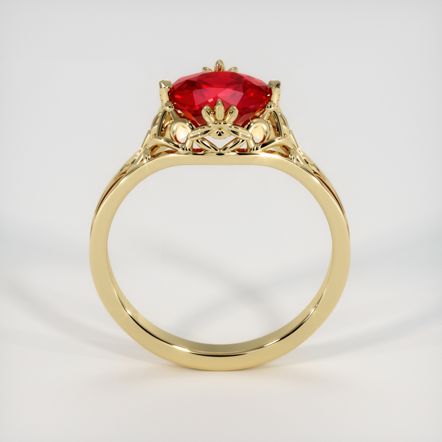 Antique Style Ruby Ring 1.67 Ct., 18K Yellow Gold