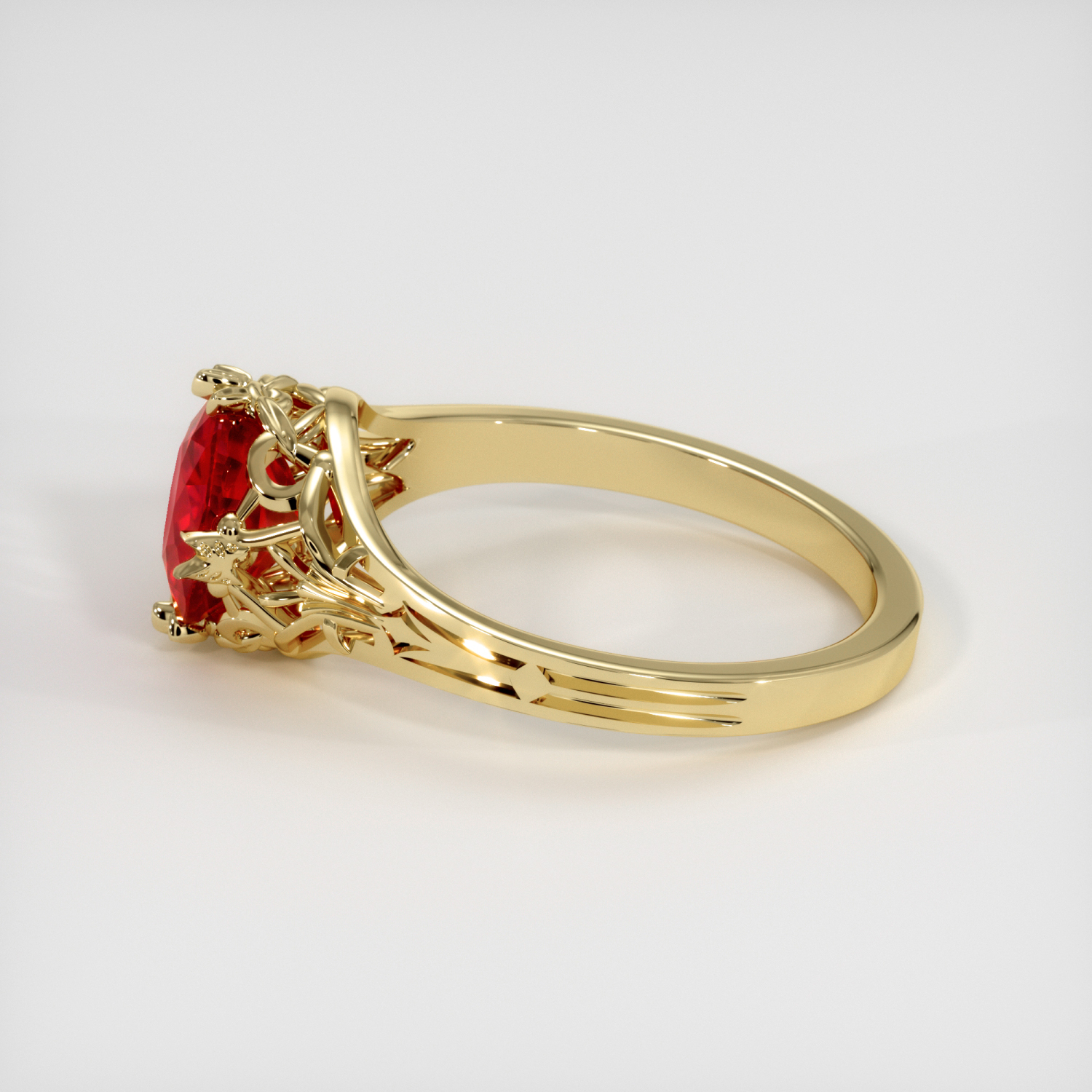 Antique Style Ruby Ring 1.67 Ct., 18K Yellow Gold