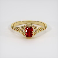 0.57 Ct. Ruby Ring, 18K Yellow Gold 1