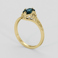 1.01 Ct. Greenish Blue Sapphire Ring, 18K Yellow Gold 2