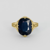 6.15 Ct. Blue Sapphire Ring, 18K Yellow Gold 1
