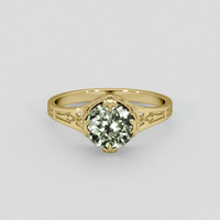 1.57 Ct. Green Sapphire Ring, 18K Yellow Gold 1