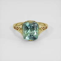 3.33 Ct. Bluish Green Sapphire Ring, 18K Yellow Gold 1
