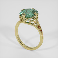 3.33 Ct. Bluish Green Sapphire Ring, 18K Yellow Gold 2