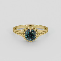 1.23 Ct. Bluish Green Sapphire Ring, 18K Yellow Gold 1
