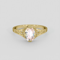 1.07 Ct. Peach Sapphire Ring, 18K Yellow Gold 1