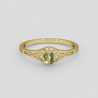 0.46 Ct. Yellowish Green Sapphire Ring, 18K Yellow Gold 1