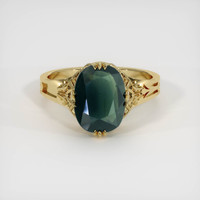 3.55 Ct. Green Sapphire Ring, 18K Yellow Gold 1