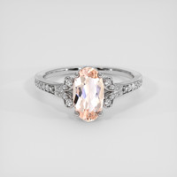1.23 Ct. Peach Morganite Ring, 14K White Gold 1