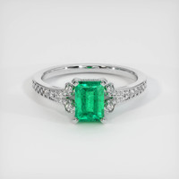 0.93 Ct. Emerald Ring, 18K White Gold 1
