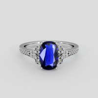 1.85 Ct. Blue Sapphire Ring, 18K White Gold 1