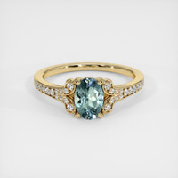 0.90 Ct. Greenish Blue Sapphire Ring, 10K Yellow Gold 1