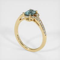 0.90 Ct. Greenish Blue Sapphire Ring, 10K Yellow Gold 2