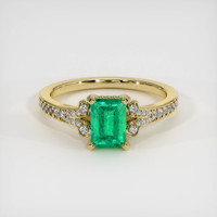 0.93 Ct. Emerald Ring, 18K Yellow Gold 1