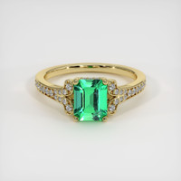 1.04 Ct. Emerald Ring, 18K Yellow Gold 1