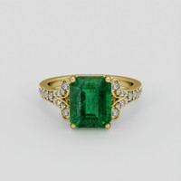 3.59 Ct. Emerald Ring, 18K Yellow Gold 1