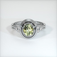 1.11 Ct. Yellowish Green Sapphire Ring, 18K White Gold 1