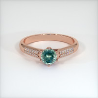 0.82 Ct. Bluish Green Sapphire Ring, 18K Rose Gold 1