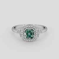 0.98 Ct. Bluish Green Sapphire Ring, Platinum 950 1