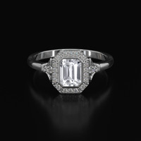 1.30 Ct. White Sapphire Ring, Platinum 950 1