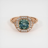 1.75 Ct. Bluish Green Sapphire Ring, 14K Rose Gold 1