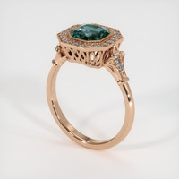 1.75 Ct. Bluish Green Sapphire Ring, 14K Rose Gold 2