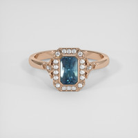 2.01 Ct. Greenish Blue Sapphire Ring, 18K Rose Gold 1
