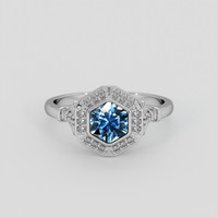 0.92 Ct. Greenish Blue Sapphire Ring, 10K White Gold 1