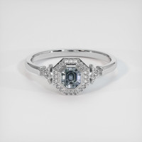 0.68 Ct. Greyish Blue Sapphire Ring, 10K White Gold 1
