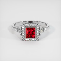 1.00 Ct. Ruby Ring, 14K White Gold 1