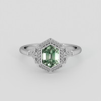 1.65 Ct. Green Sapphire Ring, 14K White Gold 1