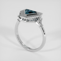 1.10 Ct. Greenish Blue Sapphire Ring, 14K White Gold 2