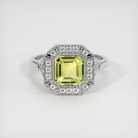 2.00 Ct. Yellowish Green Sapphire Ring, 14K White Gold 1