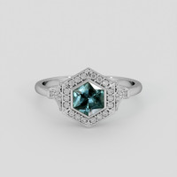 0.80 Ct. Bluish Green Sapphire Ring, 14K White Gold 1