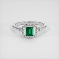 0.59 Ct. Emerald Ring, 18K White Gold 1