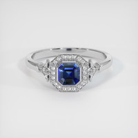 0.75 Ct. Blue Sapphire Ring, 18K White Gold 1