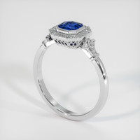 0.75 Ct. Blue Sapphire Ring, 18K White Gold 2