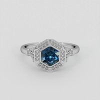 1.09 Ct. Greenish Blue Sapphire Ring, 18K White Gold 1