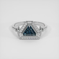 1.10 Ct. Greenish Blue Sapphire Ring, 18K White Gold 1